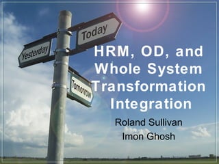 HRM, OD, and
Whole System
Transformation
Integration
Roland Sullivan
Imon Ghosh
 