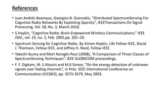 Cognitive Radio Spectrum Sensing 1586 ppt | PPTX