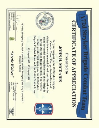 MCDARIS 172ND SBCT AWARD | PDF