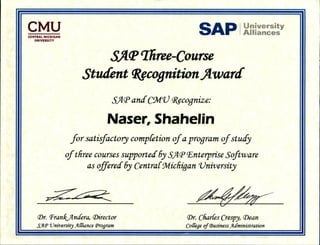 Shahelin - SAP 3 Course Award