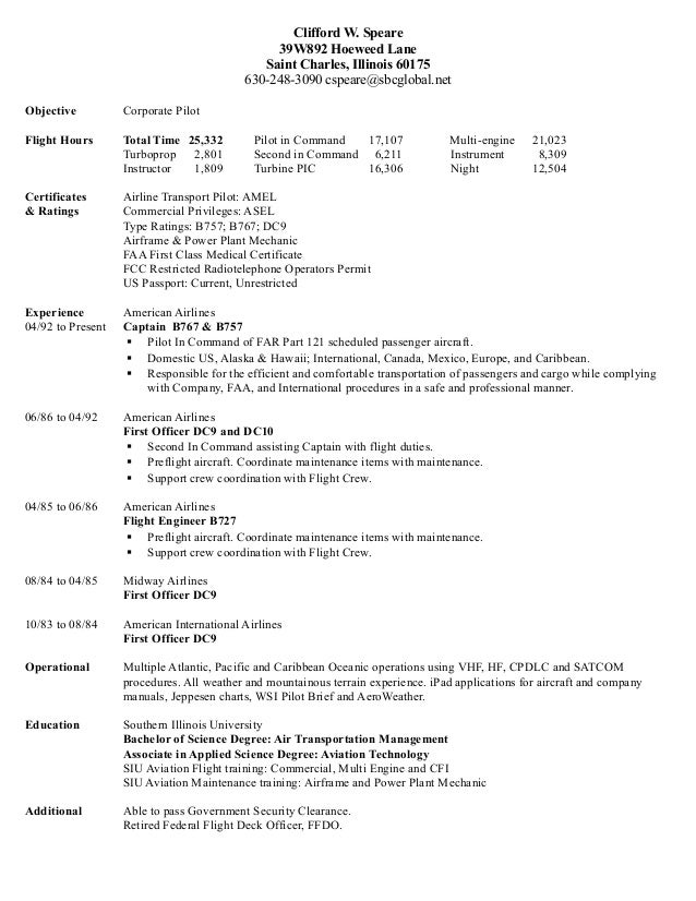 corporate pilot resume 1 638