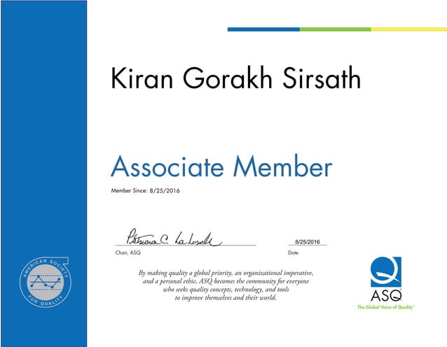 ASQ member Certificate | PDF