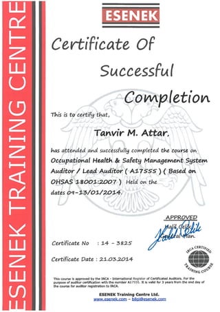 Tanvir M. Attar OHSAS 18001