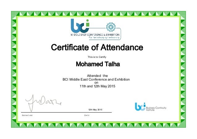 Certificate Of Attendance Conference Template