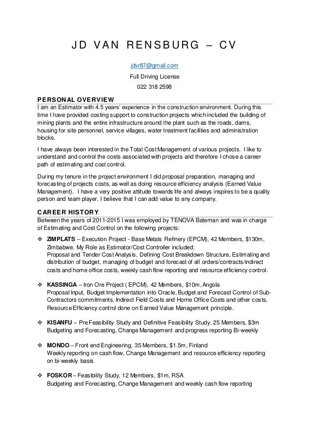 estimator resume atlas opencertificates co estimator resume