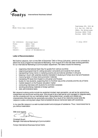 Reference letter from Mr. Christoph Busch