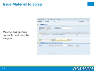 Issue Material to Scrap
Material has become
unusable and must be
scrapped.
59
 