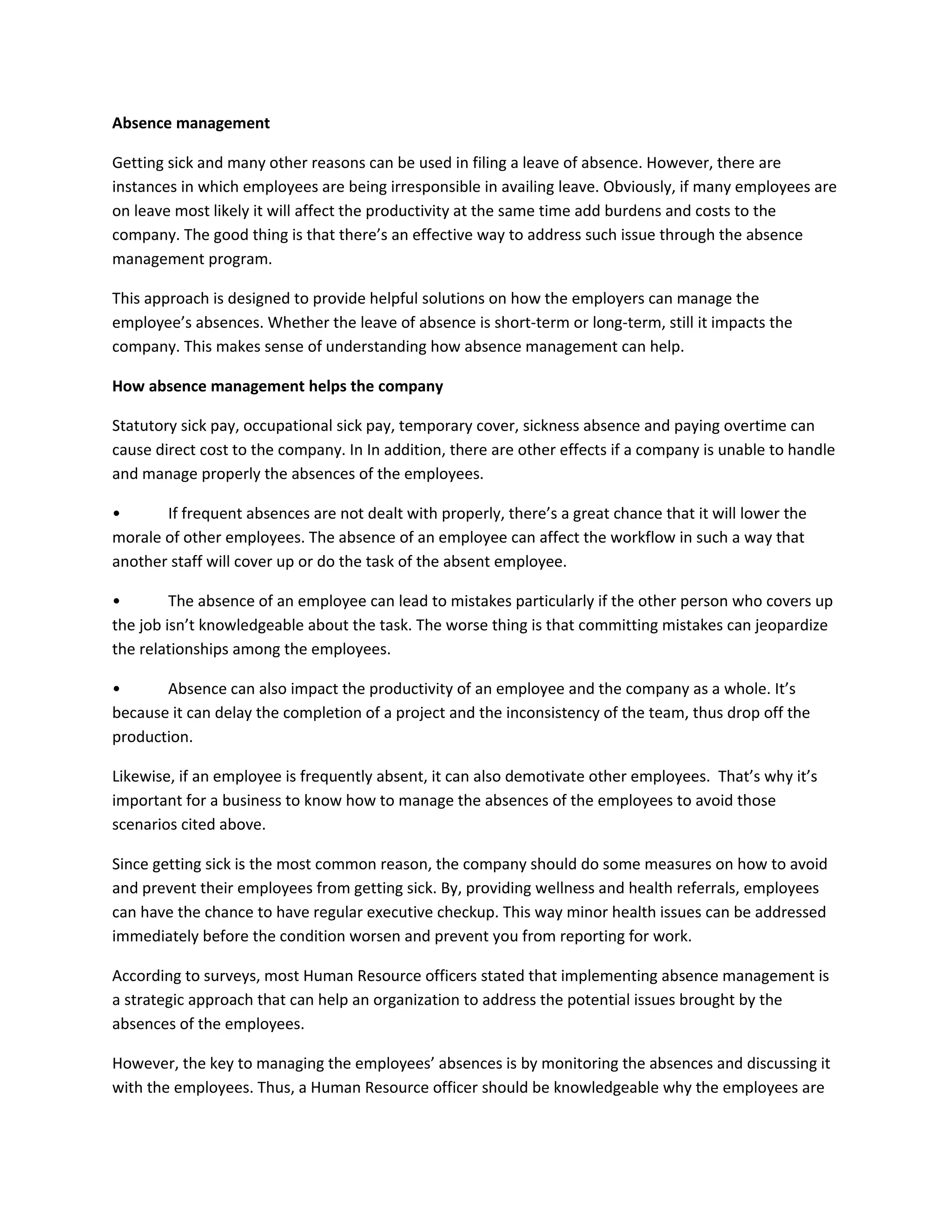 Absence management | DOC