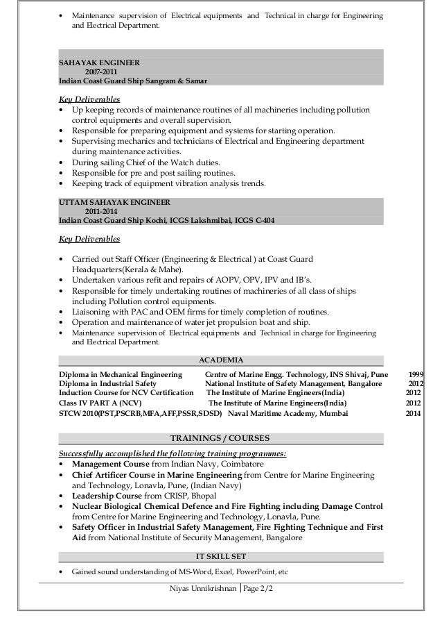 Key words navy resume engineering tech