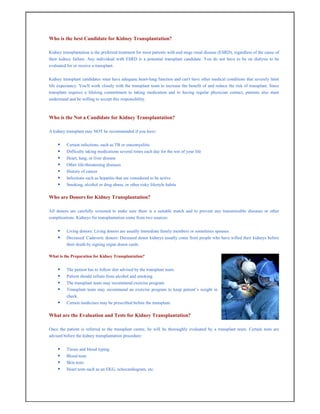 Guide- Kidney - Pancreas - Transplant | PDF