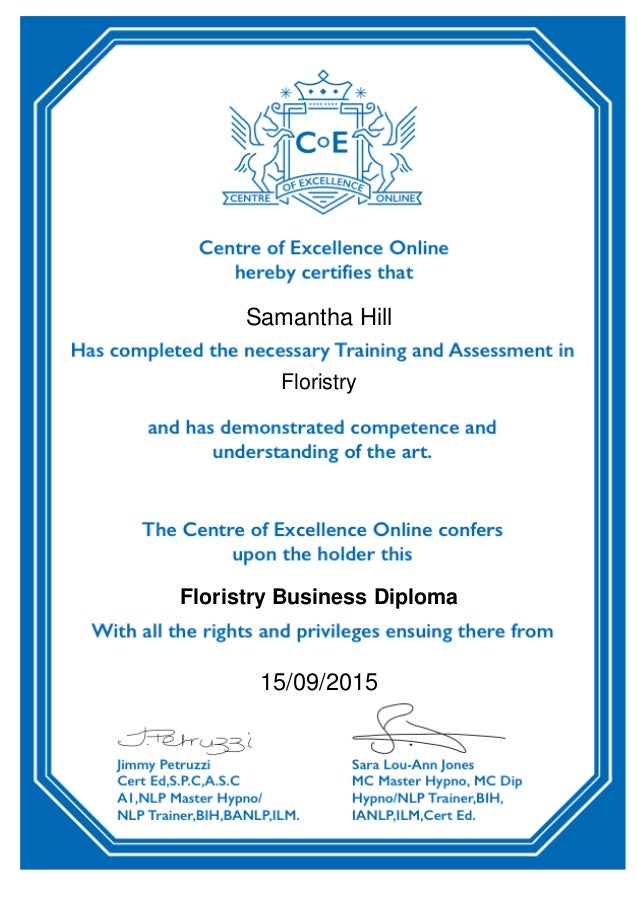 florsitry certificates