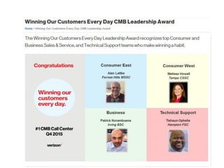 2015 Winning our Customers Everyday Award Q4