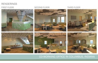 CO-WORKING OFFICE IN COLUMBUS, INDIANA
RENDERINGS
FIRST FLOOR SECOND FLOOR THIRD FLOOR
 