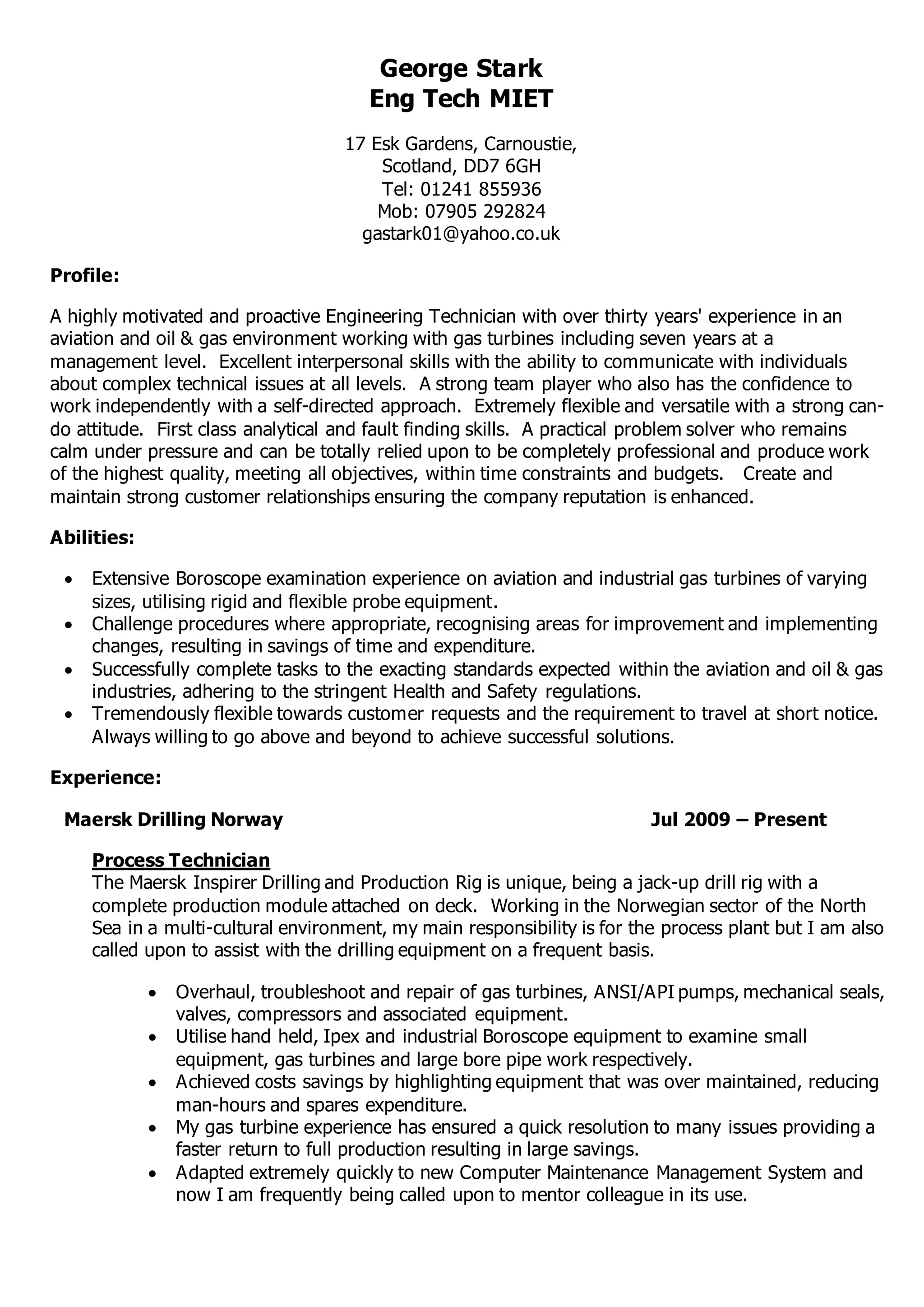 George Stark Boroscope CV | DOCX