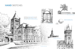 HAND SKETCHES
Thompson Hall at UNH
Architecture from Prague, CZ
Dogwood Finial Design for Pier
Cap for Cary Streetscape Project
The Arch at UGA
White Sand Beach in Mexico
Developing a personal connection to a new
space through sketch gives me a chance to
understand the specific qualities of a place
that make it unique to any other environment.
 