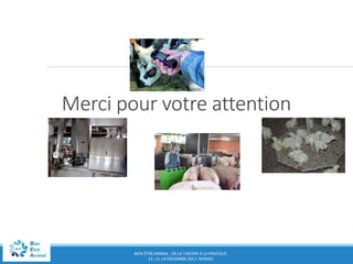 BIEN-ÊTRE ANIMAL : DE LA THÉORIE À LA PRATIQUE
12, 13, 14 DÉCEMBRE 2017, RENNES
Merci pour votre attention
 