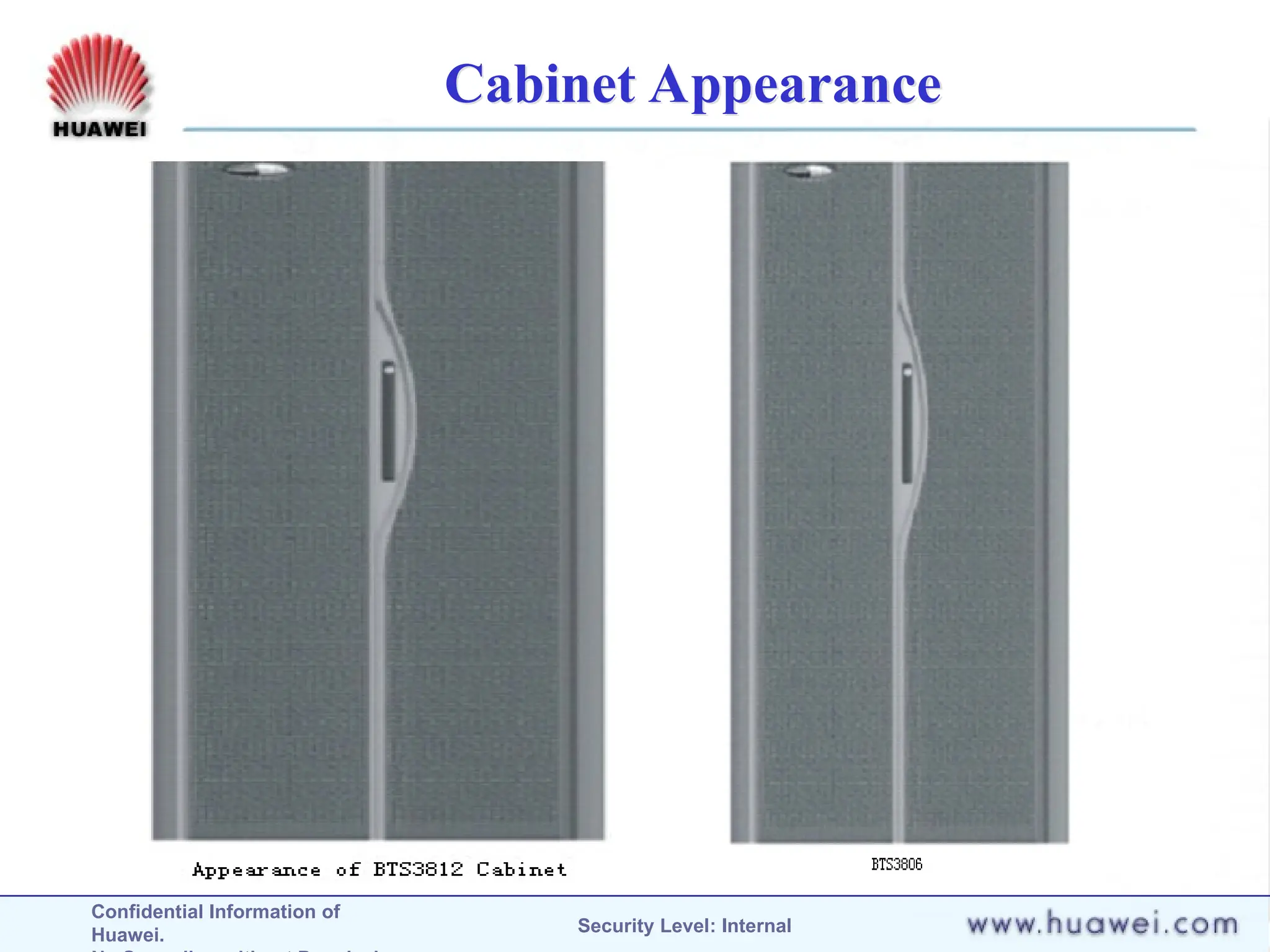 Confidential Information of
Huawei. Security Level: Internal
Cabinet Appearance
 