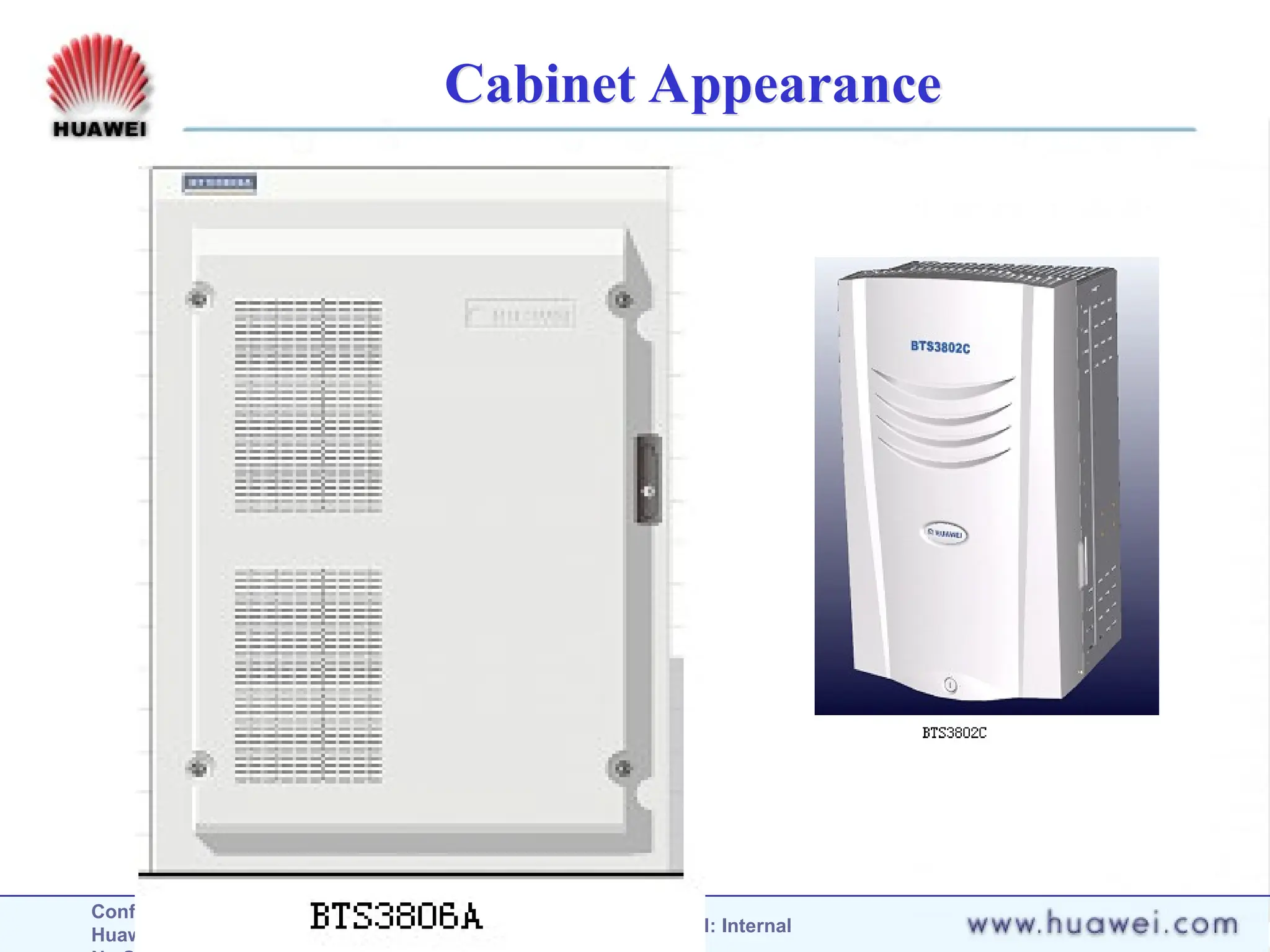 Confidential Information of
Huawei. Security Level: Internal
Cabinet Appearance
 