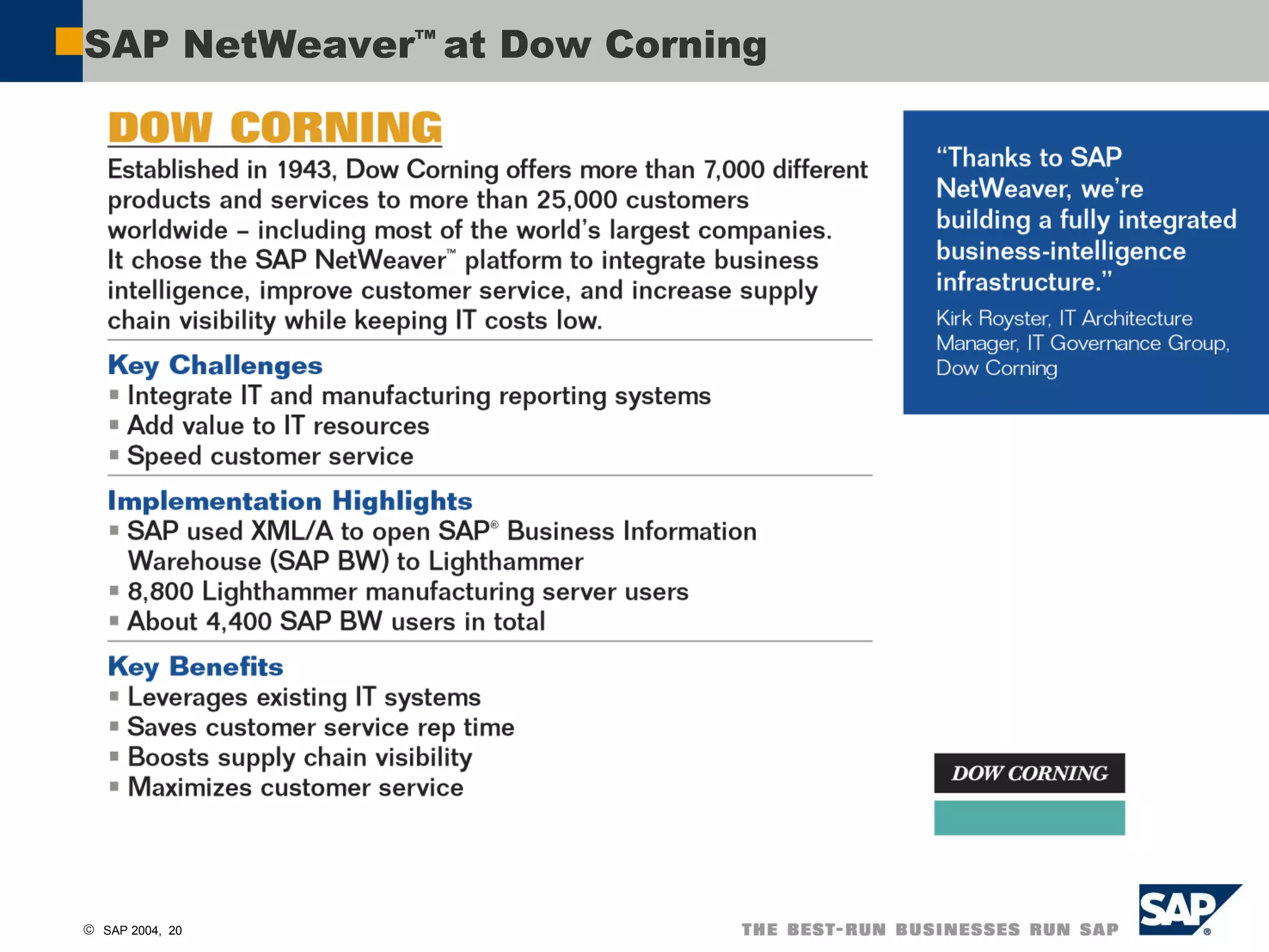 SAP NetWeaver ™  at Dow Corning 