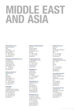 THE AVK GROUP OF COMPANIES | 47
AVK Valves (Anhui) Co., Ltd.
Wujiang Industry Garden
Hexian
Anhui Province
People’s Republic of China
Post code: 238200
Tel:	 +86 555 5351 327
Fax:	 +86 555 5529 718
infoavk@avkanhui.com
AVK Sealing Technology (Kunshan) Co. Ltd.
Factory Building 2
No. 283 Minxin Road
Yushan Town, Kunshan
215300 Jiangsu Province
People’s Republic of China
Tel:	 +45 8695 1311
Fax:	 +45 8695 1085
www.avkgummi.dk
AVK Syntec (Anhui) Co. Ltd.
Wujiang Industry Park
Hexian
Maanshan City
Anhui Province
People’s Republic of China
Post code: 238251
Tel:	 +86 565 596 8702
Fax:	 +86 565 596 8706
www.avkplastics.com
Orbinox Ningbo
7-11 workshop
Yongdinghe Road, Xiapu Community,
Beilun district. Ningbo City CP. 315807
People’s Republic of China
Tel:	 +86 10 689 40 248	
Fax:	 +86 10 689 44 658	
china,sales@orbinox.com	
www.orbinox.com
AVK Valves Company Hong Kong Ltd.
Units C & D
10th Floor, Centre 600
82 King Lam Street
Cheung Sha Wan, Kowloon
Hong Kong
Tel: 	 +852 2773 0846
Fax:	 +852 2773 1164
avk@avkhk.com
InterApp Singapore Pte. Ltd.
11, Changi North Street 1, #03-11
Singapore 498823
Tel:	 +65 62 14 10 48
Fax:	 +65 62 14 04 81
info@sg.interapp.net
www.interapp.net
AVK Philippines Inc.
70 West Avenue
Brgy. West Triangle
1104 Quezon City
The Philippines
Tel: 	 +63 2 376 6400 to 01
Fax:	 +63 2 332 0609
sales@avk.ph
Shimizu Kogyo Co., Ltd.
(Head office and factory)
250 Nire-cho,
Hikone, Shiga, Japan,
Postal code 529-1151
Tel: 	 +81 749 25 2550
Fax:	 +81 749 28 8015
info@shimizukogyo.co.jp
www.shimizukogyo.co.jp
Shimizu Kogyo Co., Ltd.
(Tokyo office - sales office)
2-3 Nihonbashi, Horidomecho
1-Chome, Chuo-ku, Tokyo, Japan
Postal code 103-0012
Tel: 	 +81 3 3662 4266
Fax:	 +81 3 5645 5356
tokyo@shimizukogyo.co.jp
www.shimizukogyo.co.jp
AVK Valves Korea Co., Ltd.
Suite E8, 8/F,
Kuntower
30 Centrumseo-ro, Haeundae-gu
Busan 612-020
Korea
Tel: 	 +82 51 644 8808
Fax:	 +82 51 744 0680
www.avkvalves.co.kr
AVK Valves India Pvt. Ltd.
# 179, KIADB Industrial Area, Phase III
Malur – 563130
Kolar
Karnataka
India
Tel.:	 +91 815 132 4743
Fax: 	+91 802 593 7595
info@avkindia.com
www.avkindia.com
Orbinox India Private Limited	
608/3A-2B, 608/3A-1B,
Eachanari - Chettipalayam Road
Eachanari Post
Coimbatore 641021 Tamil Nadu
India
00 91 422 6691261	
00 91 422 6691106	
india@orbinox.com	
www.orbinox.com
Orbinox South East Asia Ptd	
Jl, Pilar Raya No.47
Kedaya Selatan - Jakarta Barat
11520 Indonesia	
Tel:	 +62 21 5835 8866	
Fax:	 +62 21 5835 8668	
orbinox.sea@orbinox.com	
www.orbinox.com
MIDDLE EAST
AND ASIA
 
