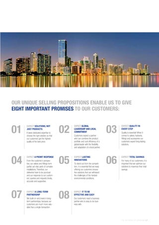 THE AVK GROUP OF COMPANIES | 7
01
04
07
02
05
03
06
08
EXPECT SOLUTIONS, NOT
JUST PRODUCTS
It takes dedicated expertise to
choose the right solution so that
our customers get the highest
quality at the best price.
EXPECT A PROMT RESPONSE
From the customer’s perspec-
tive, our valves and fittings form
partial, yet vital, parts of complex
installations. Therefore, our
deliveries have to be punctual
and our response to our custom-
ers’ queries and requests timely,
accurate and supportive.
EXPECT LASTING
INNOVATIONS
To stand out from the competi-
tion, it is essential that we keep
offering our customers innova-
tive solutions that can withstand
the challenges of the hardest
environmental conditions.
EXPECT A LONG-TERM
PARTNERSHIP
We build on and invest in long-
term partnerships, because our
customers are much more valu-
able than a single transaction.
EXPECT TOTAL SAVINGS
For many of our customers, it is
important that we optimize our
solutions to maximize their total
savings.
EXPECT IT TO BE
EFFECTIVE AND EASY
Our customers need a business
partner who is easy to do busi-
ness with.
EXPECT GLOBAL
LEADERSHIP AND LOCAL
COMMITMENT
Customers expect a partner
who can combine the product
portfolio and cost efficiency of a
global leader with the flexibility
and adaptation of a local partner.
EXPECT QUALITY IN
EVERY STEP
Quality is essential! When it
comes to valves, hydrants,
fittings and accessories our
customers expect long-lasting
solutions.
OUR UNIQUE SELLING PROPOSITIONS ENABLE US TO GIVE
EIGHT IMPORTANT PROMISES TO OUR CUSTOMERS:
 
