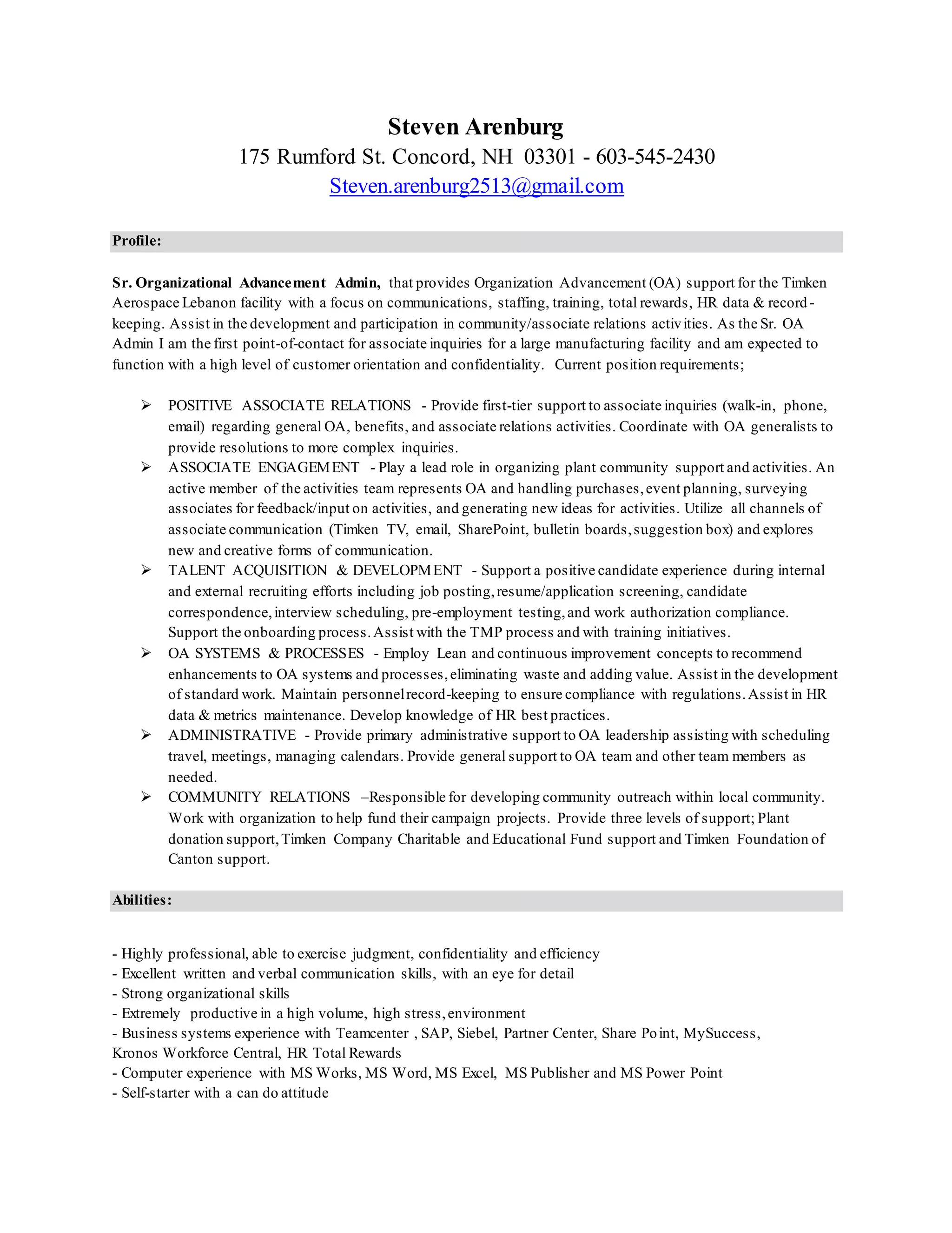 Arenburg Resume4_2016 | PDF