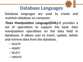 Database Language Notes concepts of dbms part 1 detailed notes for collage student | PPT