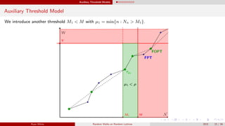 Auxiliary Threshold Models
Auxiliary Threshold Model
We introduce another threshold M1 < M with µ1 = min{n : Nn > M1}.
Ryan White Random Walks on Random Lattices 2015 23 / 56
 