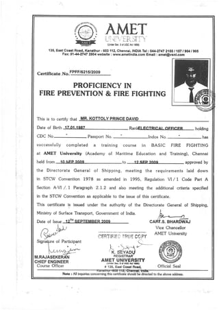 Fire Prevention and fire fighting