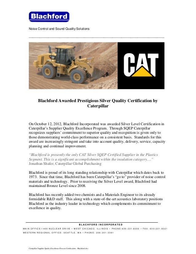 CaterpillarSupplierQualityExcellenceProcessCertificationBlachford