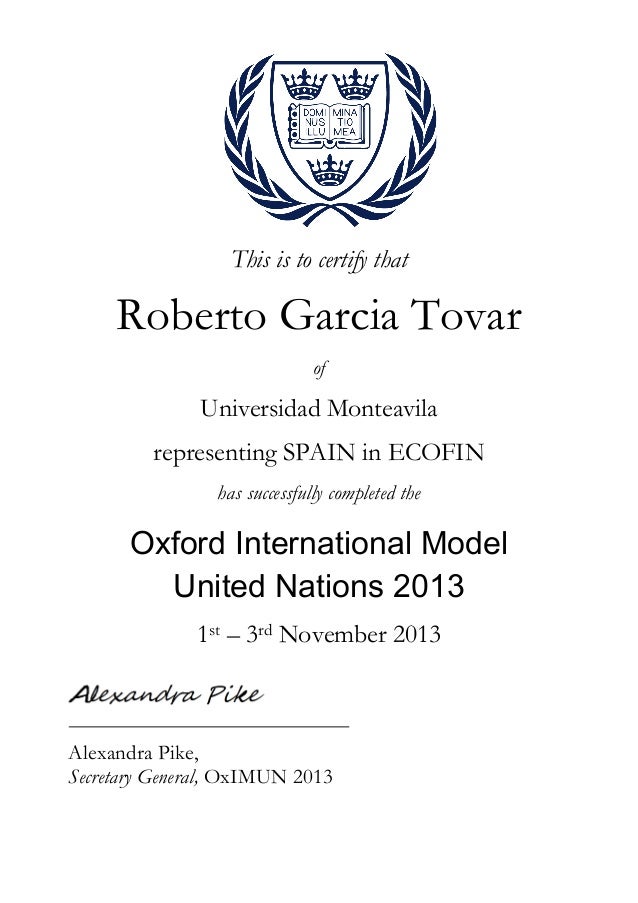 model certificate of participation