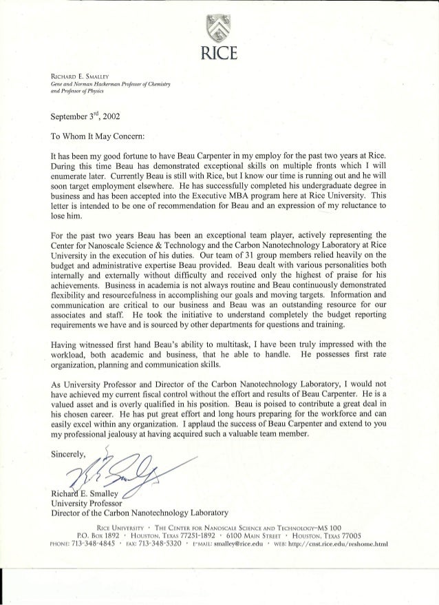 laureate letter of recommendation rice letter of recommendation