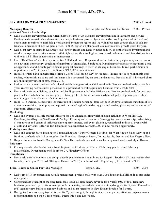 wealth management resumes