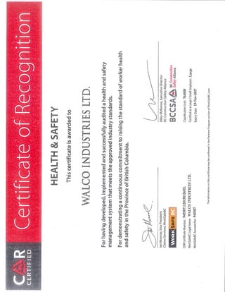 Cor certificate