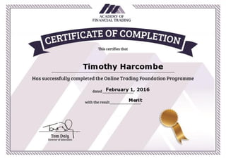 Financial Trading Certificate 75%