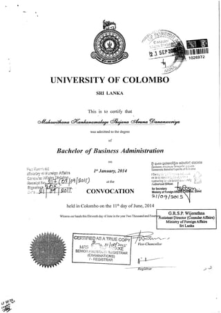 BBA Degree Certificate