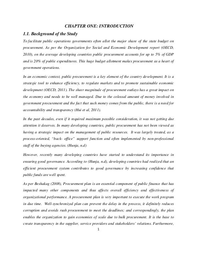 Sample research proposal on procurement management