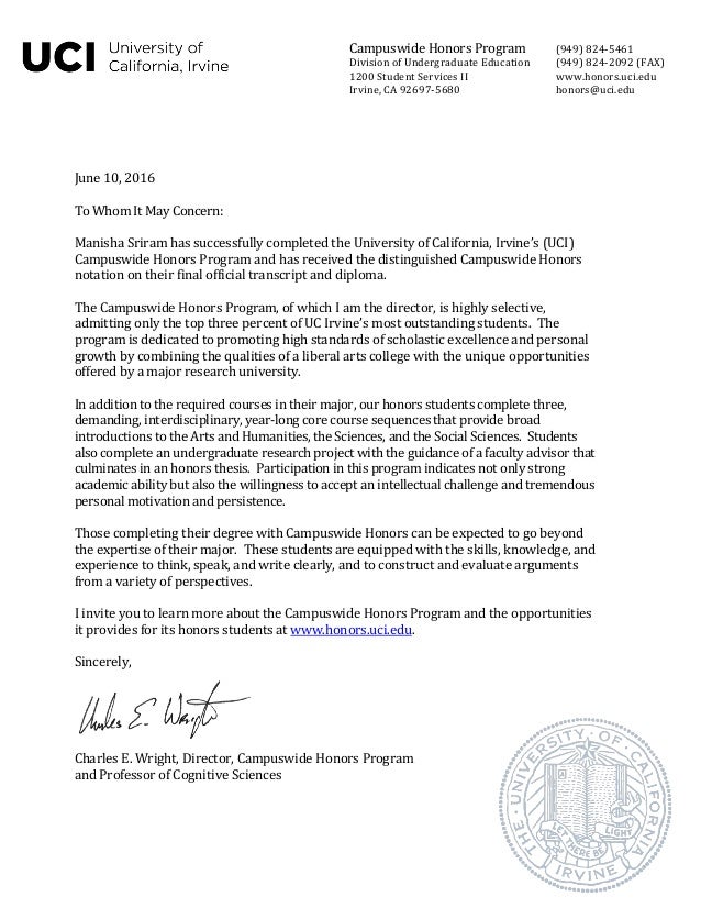 chp letter uc irvine letter of recommendation