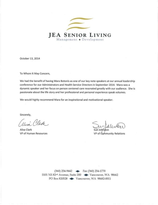 JEA Senior Living Letter Of Recommendation jea-senior-living-letter-of-recommendation