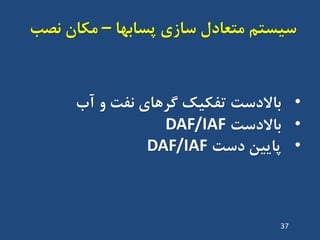 ‫پساتْا‬ ‫ساصی‬ ‫هتؼادل‬ ‫سیستن‬–‫ًصة‬ ‫هکاى‬
•‫آب‬ ٍ ‫ًفت‬ ‫گشّای‬ ‫تفکیک‬ ‫تاالدست‬
•‫تاالدست‬DAF/IAF
•‫دست‬ ‫پاییي‬DAF/IAF
37
 