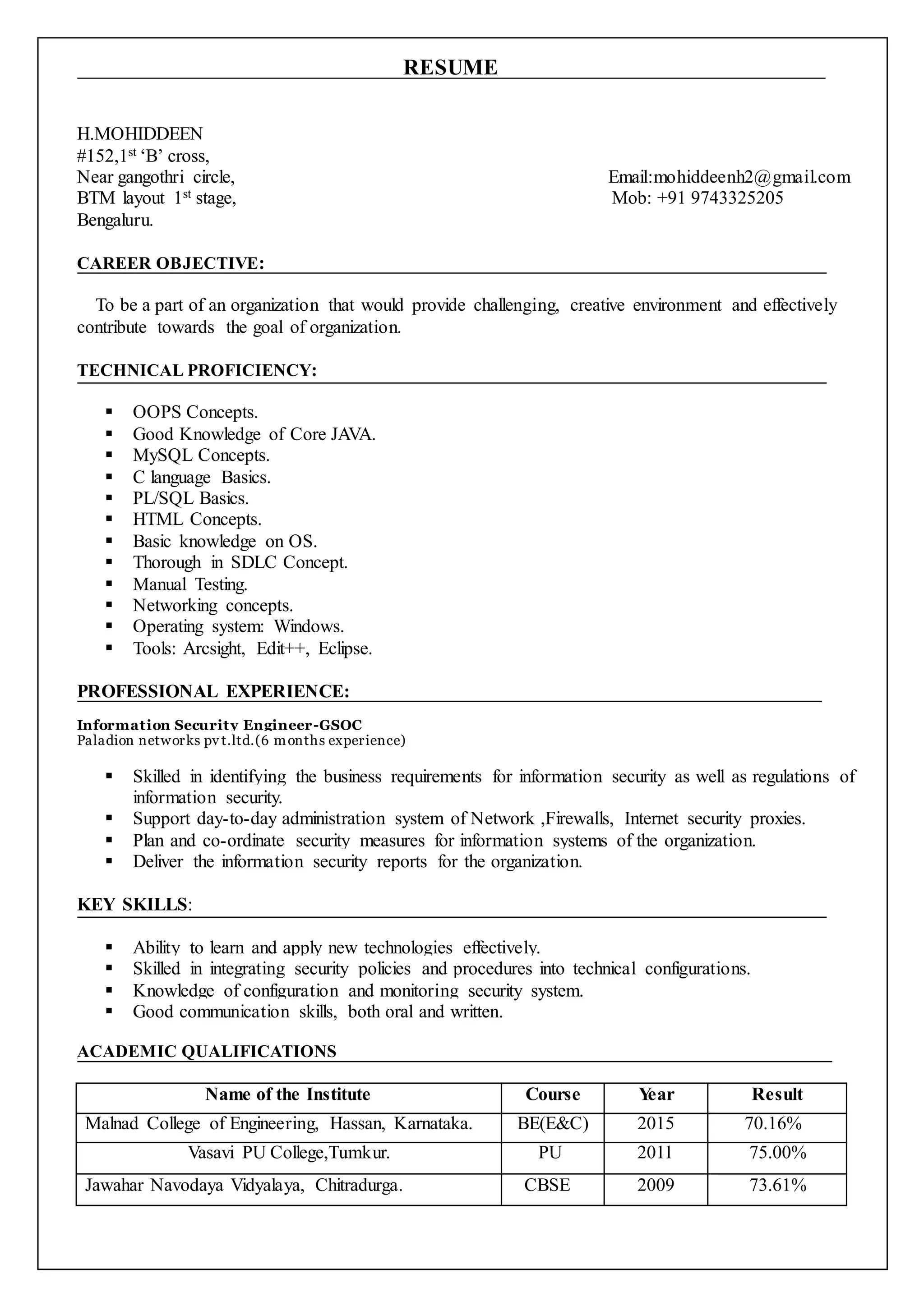 mohiddeen_02 resume | PDF