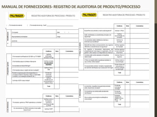MANUAL	
  DE	
  FORNECEDORES-­‐	
  REGISTRO	
  DE	
  AUDITORIA	
  DE	
  PRODUTO/PROCESSO	
  
 