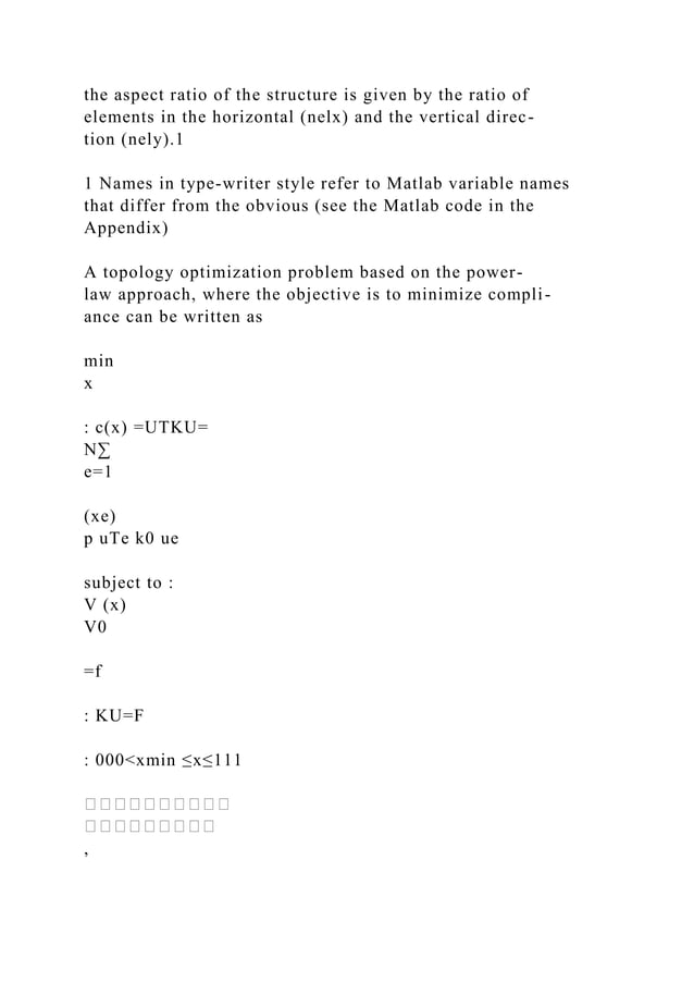 A 99 LINE TOPOLOGY OPTIMIZATION CODE BY OLE SIGMUND, JANUARY .docx