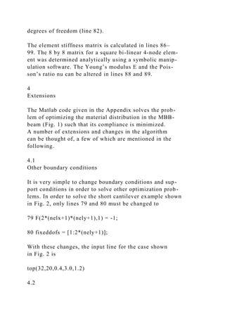 A 99 LINE TOPOLOGY OPTIMIZATION CODE BY OLE SIGMUND, JANUARY .docx