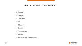 25
• Channel
• Creative
• Type of ad
• OS
• OS version
• Gender
• Payment type
• Address
• IP country VS. Target country
WHAT ELSE SHOULD YOU LOOK AT?
 