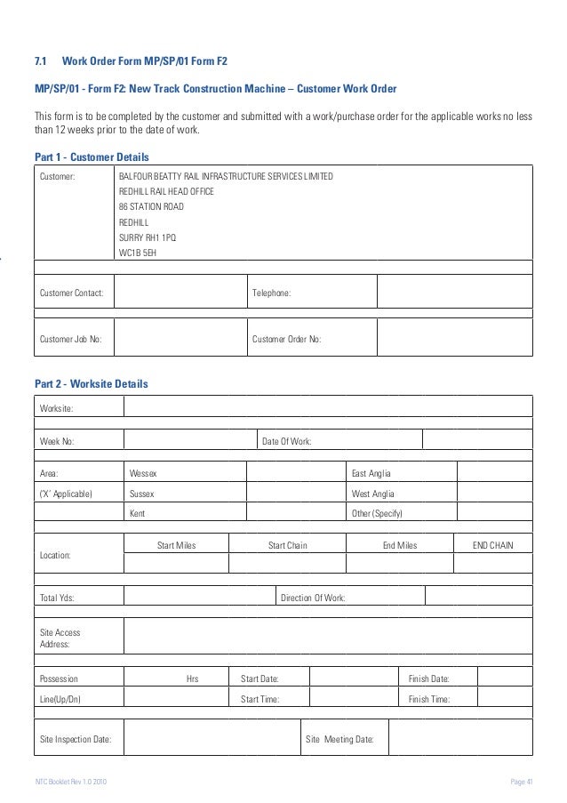 construction work order form