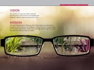 VISION
MISSION
Our mission is to meet our clients’ needs by
providing them with innovative and reliable legal
solutions, without compromising our key values.
Through Professionalism, Efficiency, Hard Work, Highest Possible Ethical
Standards And Competence In Fulfilling And Protecting The Confidentiality
Of The Client’s Information While Delivering High Quality Legal Services In
The Most Cost Efficient Manner Possible.
LUSWETI & NABUTOLA COMPANY ADVOCATESLUSWETI & NABUTOLA COMPANY ADVOCATESLUSWETI & NABUTOLA COMPANY ADVOCATES
 