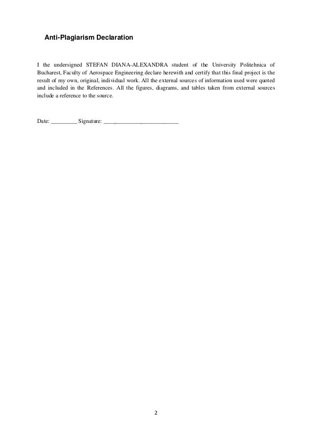 Dissertation plagiarism declaration