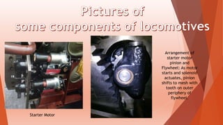 Starter Motor
Arrangement of
starter motor
pinion and
Flywheel: As motor
starts and solenoid
actuates, pinion
shifts to mesh with
tooth on outer
periphery of
flywheel.
 