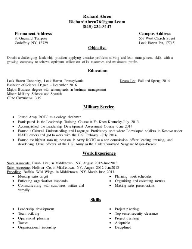resumer resume leadership skills examples